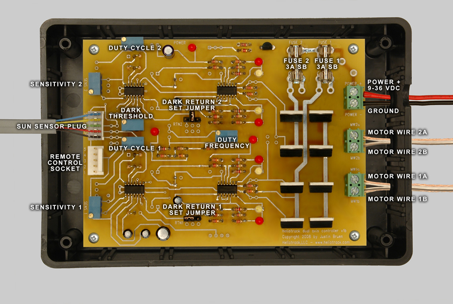 Dual axis tracking controller board
