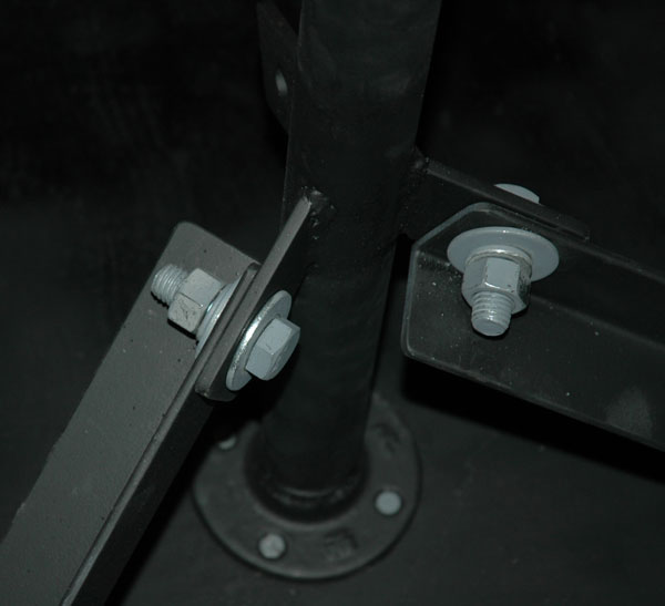 Close-up of upper brace attachment